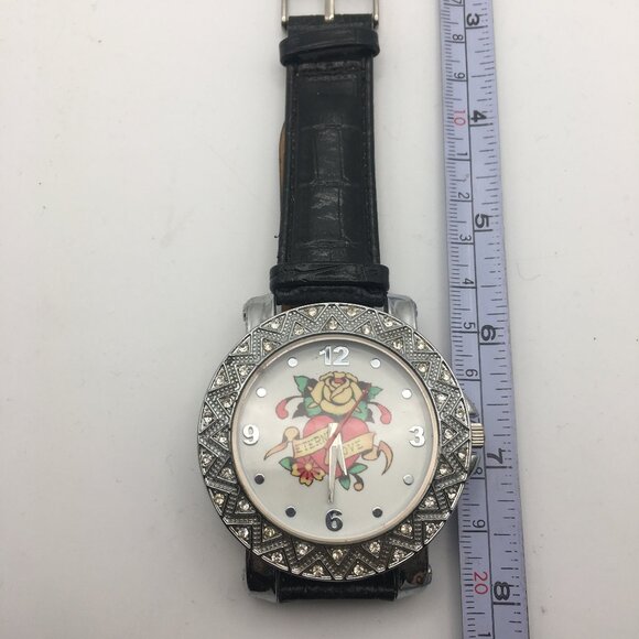 Eternal Love Hardy Style Women's Watch Rhinestone Yellow Rose Heart Japan - Picture 2 of 13